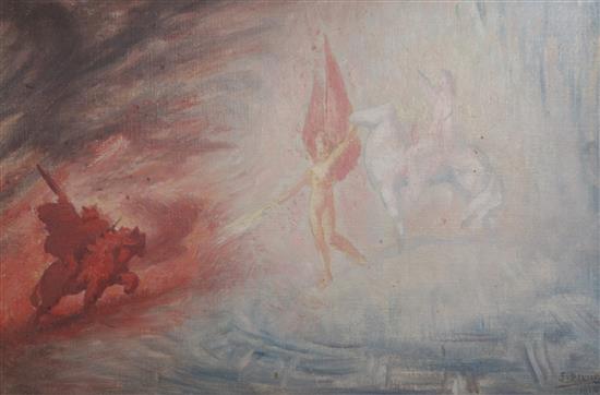 § Jean Delville (1867-1953) Symbolist scene 7.5 x 11.25in.